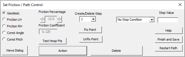 Friction and Step Dialog for Cadfil path creation