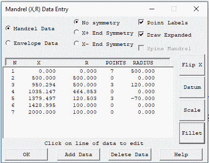 Result of fillet and curve fit operations